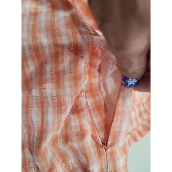 Eddie Bauer Sleeveless Top Quick Dry Orange Plaid Zip Pocket womens Medium - Picture 7 of 7